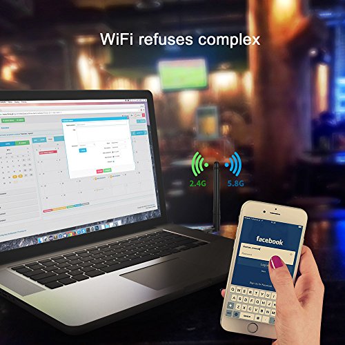 Suntrsi 600Mbps USB Wifi Adapter For Desktop Daul Band 2.4GHz/5GHz 433Mbps 802.11 ac/a/b/g/n USB Wireless Network Adapter for Desktop/Laptop/PC, Support Windows 10/8/7/Vista/XP/2000/Mac Os