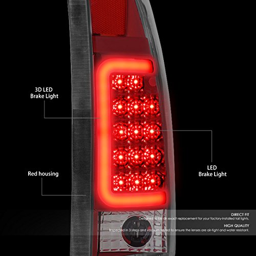 DNA Motoring TL-C10-LED-3D-CH-RD Tail Brake Lights, Driver and Passenger Side