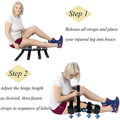 Rom Splint Leg Hinged ROM Knee Brace with Strap, Adjustable Leg Stabilizer Post OP ...