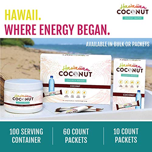 New Hawaiian Coconut Water Powder w/Energy 60 Packets (Natural Post