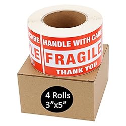MFLABEL 4 Rolls 3"x5" Fragile Tapes Stamp - Handle