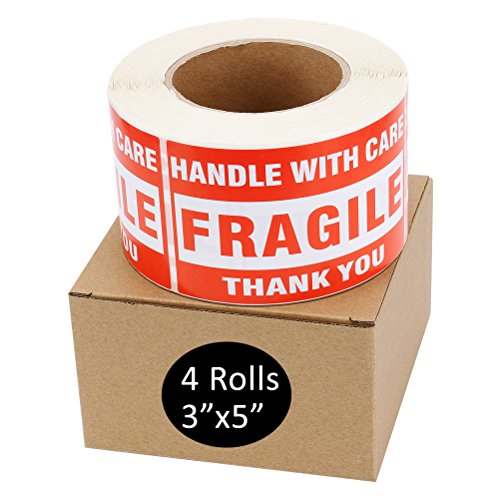 MFLABEL 4 Rolls 3"x5" Fragile Tapes Stamp - Handle