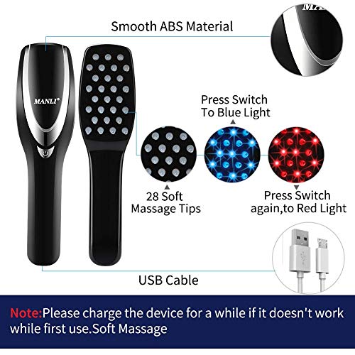 Phototherapy Scalp Massager Comb, MANLI 3-IN-1 Hair Regrowth Brush for Hair Growth Anti Hair Loss Head Care Electric Massage Comb Brush with USB Rechargeable