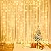 Curtain String Lights, Battery/USB Powered 200 LED Twinkle Light with Remote, Auto On/Off Setting & 8 Modes Fairy Lights for Indoor/Outdoor Bedroom Party Decor (Warm White 9.8 x 6.6Ft)