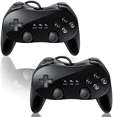 Pelod 2 packs Classic Retro Wired Controllers for Wii (Black and Black)
