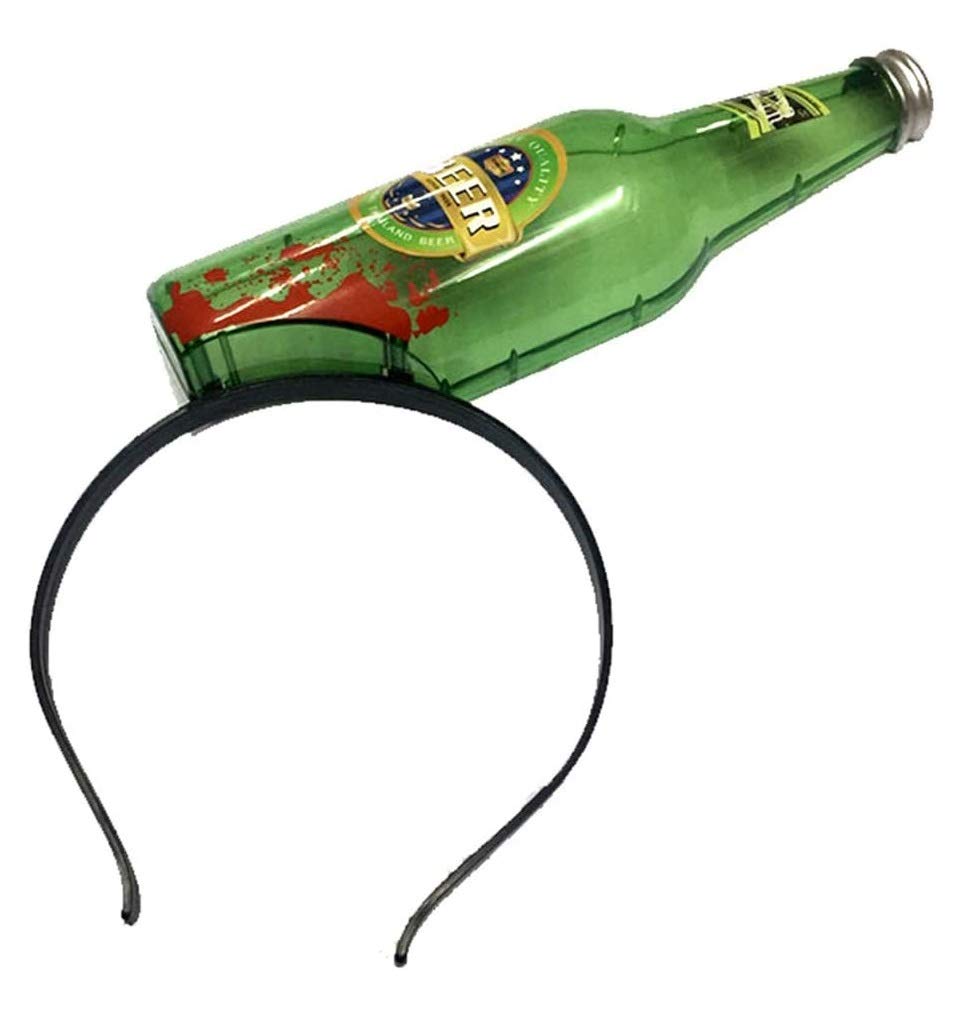 Matissa Halloween Scary Headband Fake Plastic Through Head Bleeding Knife Scissors Weapon Funny Costume Accessory (Bloody Bottle)
