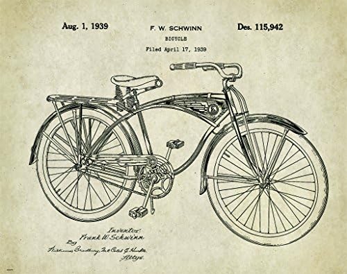 Apple Creek Bicycle Schwinn Patent Poster Art Print Museum Mountain Bike Helmet Shorts Parts 11x14 Wall Decor Pictures