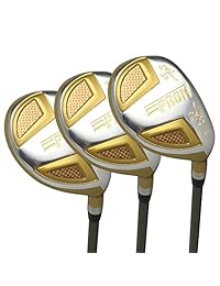 Japan Epron - Juego de palos de golf y funda de piel para madera (18 unidades, 21 a 24 grados, flexible regular, mango de grafito, 3 unidades)