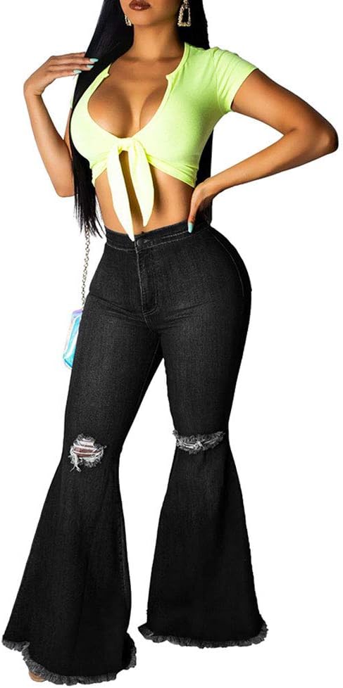 EVEDESIGN Women's High Waist Bootcut Flared Jeans Bell Bottom Flared Jeans Plus Size