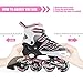 Kuxuan Boys Camo Black & Silver Adjustable Inline Skates with Light up Wheels, Fun Illuminating Rollerblades for Kids Girls Youth (Pink & Black, Medium-Big Kid(2-5 US))