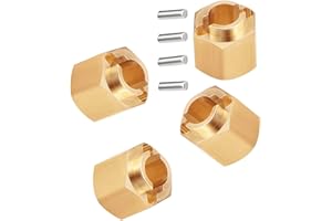 RCMYou Brass 8mm Hex hub Upgrade Parts for 1/18 TRX4M,4Pcs Brass Extended Wheel Hex Hop Ups for 1/18 TRX4M,Brass 8mm Hex hub