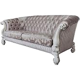 Acme Versailles Sofa with 7 Pillows in Ivory and Bone White