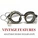 UMBRELLALABORATORY Steampunk Goggles Rave Glasses with Compass Design, Handcrafted Victorian Style, Double Ocular Loupe Gold-Clear