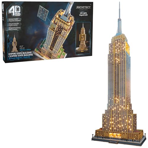 4D Build, Architect Series Empire State Building 3D Model Kit with LED Lights,…