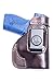 OUTBAGS USA LS2SHIELD (Brown-Right) Full Grain Heavy Leather IWB Conceal Carry Gun Holster for Smith & Wesson M&P Shield 9mm / 40 S&W. Handcrafted in USA.