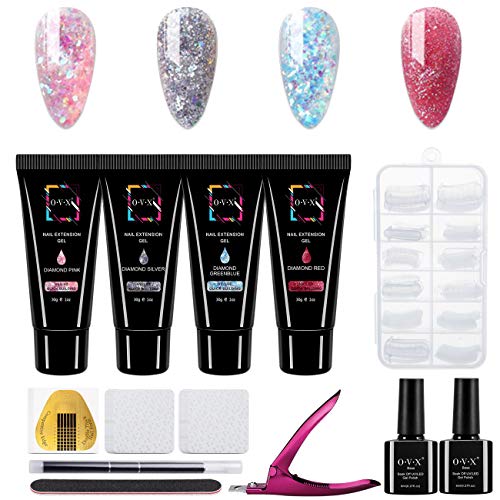Polygel Nail Kit, 30ml 4 Colors Glitter Poly gel Builder Nail Extension