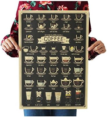 Nostalgic And Retro Kraft Paper Making Coffee Art Poster Print ,20"×14"