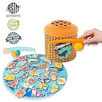 Joyshare Toddler Fishing Game Magnetic - fishing Puzzle game, Funny baby toy eco-friendly wooden Marines Fishes Models with 26 Fishes and 2 Magnet Poles for Toddler Boys Girls Age 3+