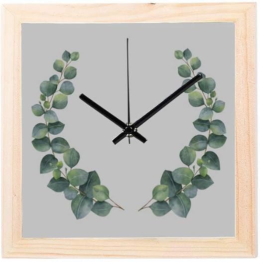 Amazon Com Danexwi Coffee Wall Clock Eucalyptus Leaves Green