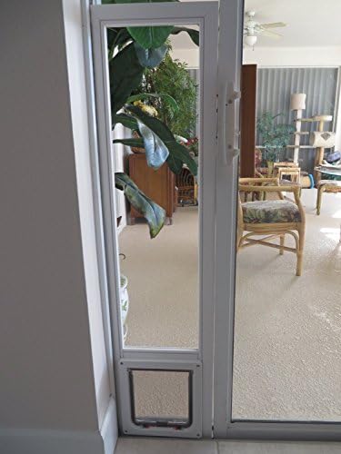 Cat American Toy CAT sash Window, Vertical 40-46 high, 1/4 Thick Glass, White Vinyl, Comes with Tongue and Groove shims, 7x7 Four Way Locking Door up to 15 lb