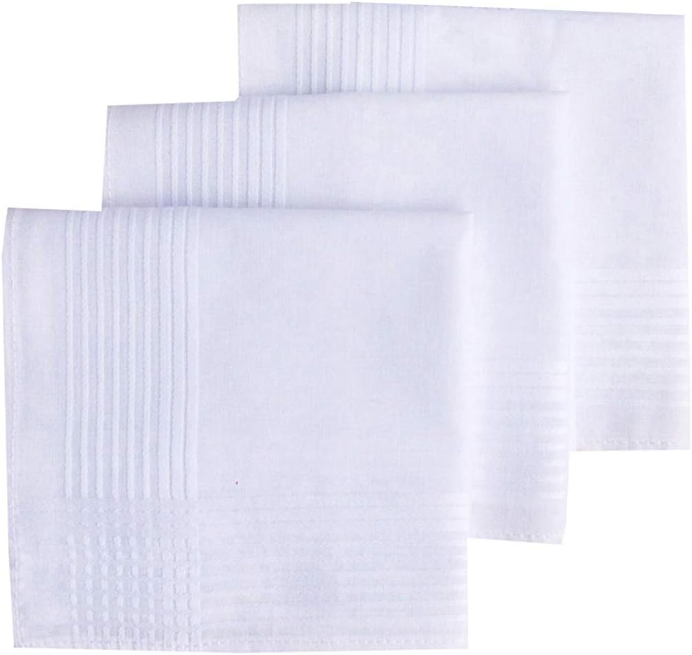 Men's Handkerchiefs 100% Soft Cotton White Hankie Pocket Square