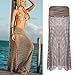 Santwo Women Swimwear Dress Lace Bikini Cover up for Beach Fishnet Crochet Skirt(Model 2 Coffee)