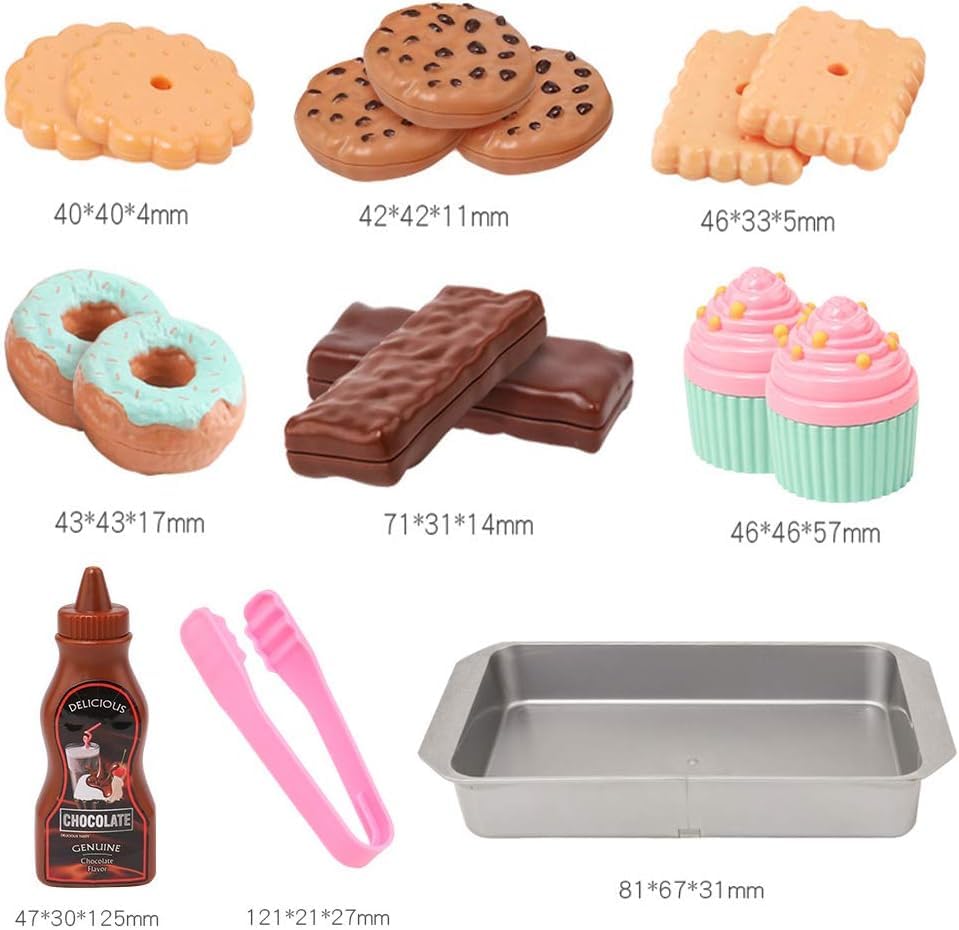 Elitoky Cookie Play Food Set, Play Food for Kids Kitchen - Play Kitchen Accessories - Play Baking Cookies and Cupcakes Plastic Toy Food for Pretend Play, Kids Toddler Childrens Birthday Gifts