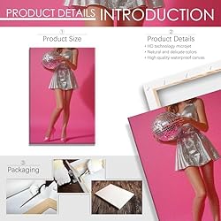 Trendy Disco Ball Canvas Wall Art Funky Pink Preppy