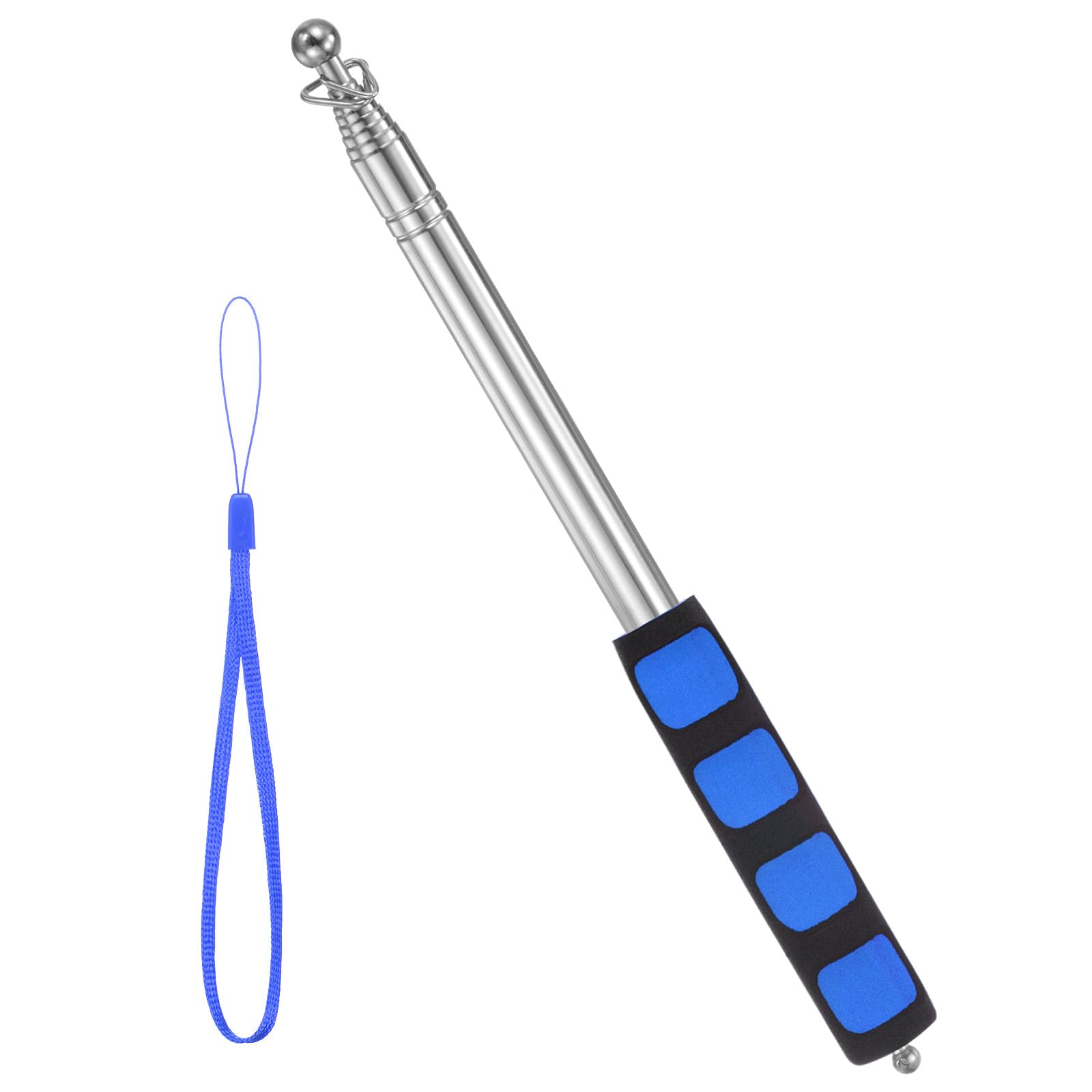 M METERXITY Flag Pole - 6.56 Feet Telescopic Handheld Flagpoles, Tour Guide Portable Flag Pole, Stainless Steel & Handheld, Anti-Slip Grip Apply to Pointer for Teacher/Outdoor/Festival (Blue)