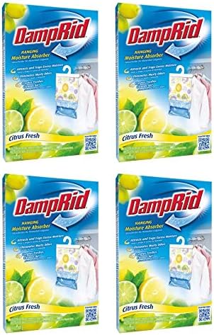 DampRid Hanging Bag Moisture Absorber Citrus Fresh, 14 oz (Pack of 4)