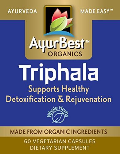 AyurBest Triphala USDA Certified Organic 60 Capsules Traditional Blend (Amalaki, Bibhitaki, Haritaki) - Kosher Certified - Non-GMO Ingredients