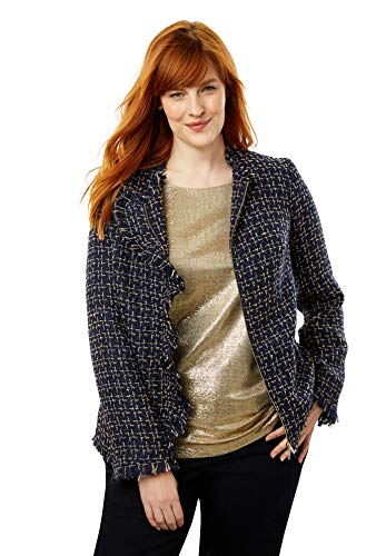 Jessica London Women's Plus Size Sparkle Tweed Jacket - Navy Gold Tweed, 20 W
