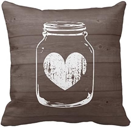 Wood Grain Country Chic Mason Jar Throw Pillow Case
