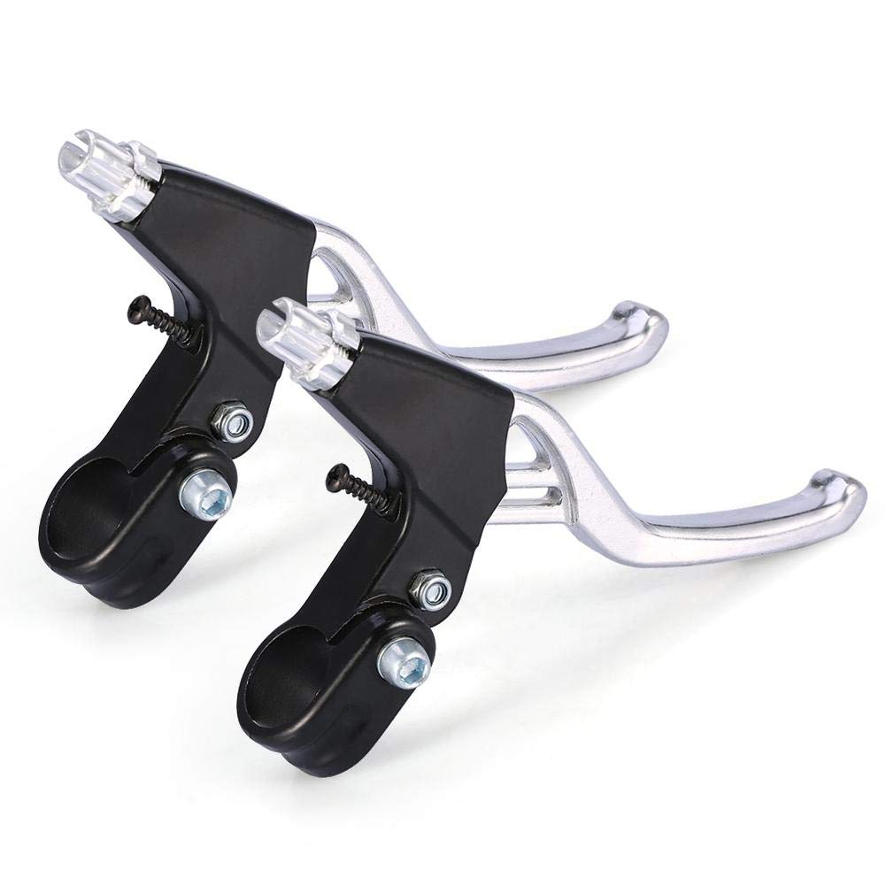 Dilwe Bicycle Brake Lever, Aluminium Alloy Mountain Bike Road Bike Folding BMX V Brake Set (Silver)