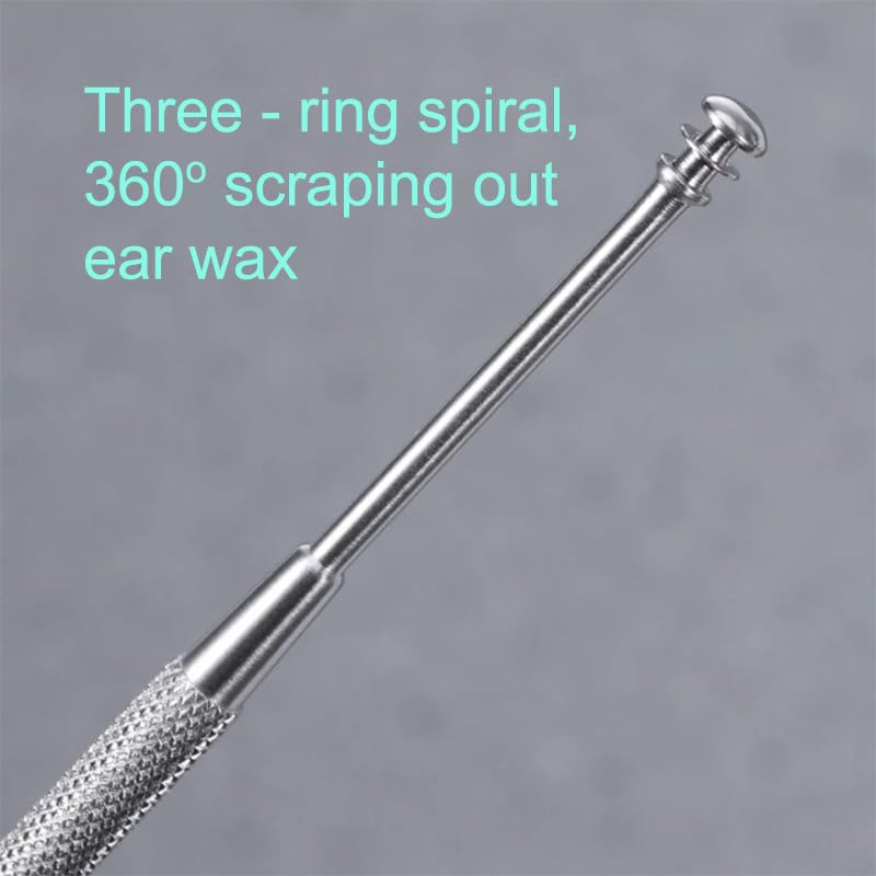 2 Pack - Stainless Steel Ear Spoon Portable Double-Ended Ear Pick Ear Wax Removal Tools Cleaning Ear Cleaner Spoon Spiral Ear Clean Tool