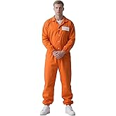 lckellong Orange Prisoner Jumpsuit Costume Unisex Adult Inmate Halloween Costume Jail Criminal Outfit
