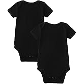 DEFAHN 2PCS Visocse from Bamboo Baby Rompers Unisex Onsies Solid Short Sleeve Baby Bodysuit 0-24 Months