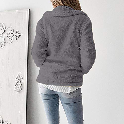 Vintage Women Coats with Faux Fur Duseedik Biker Motorcycle Overcoat Leather Zipper Jacket Outercoat Outwear Waistcoat Gray - Thumbnail 2