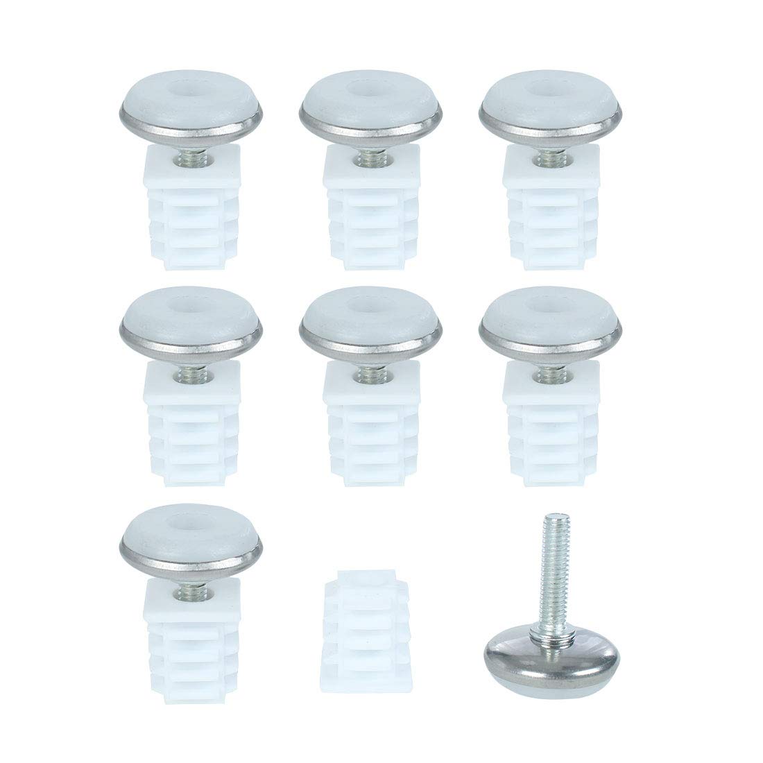 sourcingmap Adjustable Leveling Feet 19 x 19mm Square Inserts Furniture Glide 8 Sets