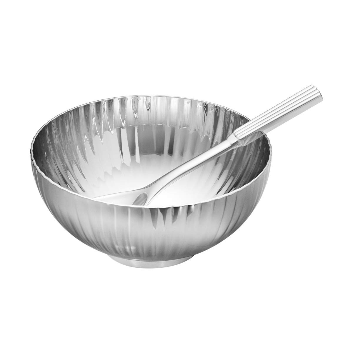 Georg Jensen Bernadotte Salt Cellar & Spoon - Mirror Polished Stainless Steel - Set by Sigvard Bernadotte - 7.4 cm