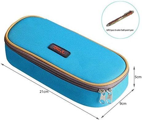 Superiorbuy Large Capacity Pencil Case Double Zipper Stationary Holder with 6 Click Gel Pen Included