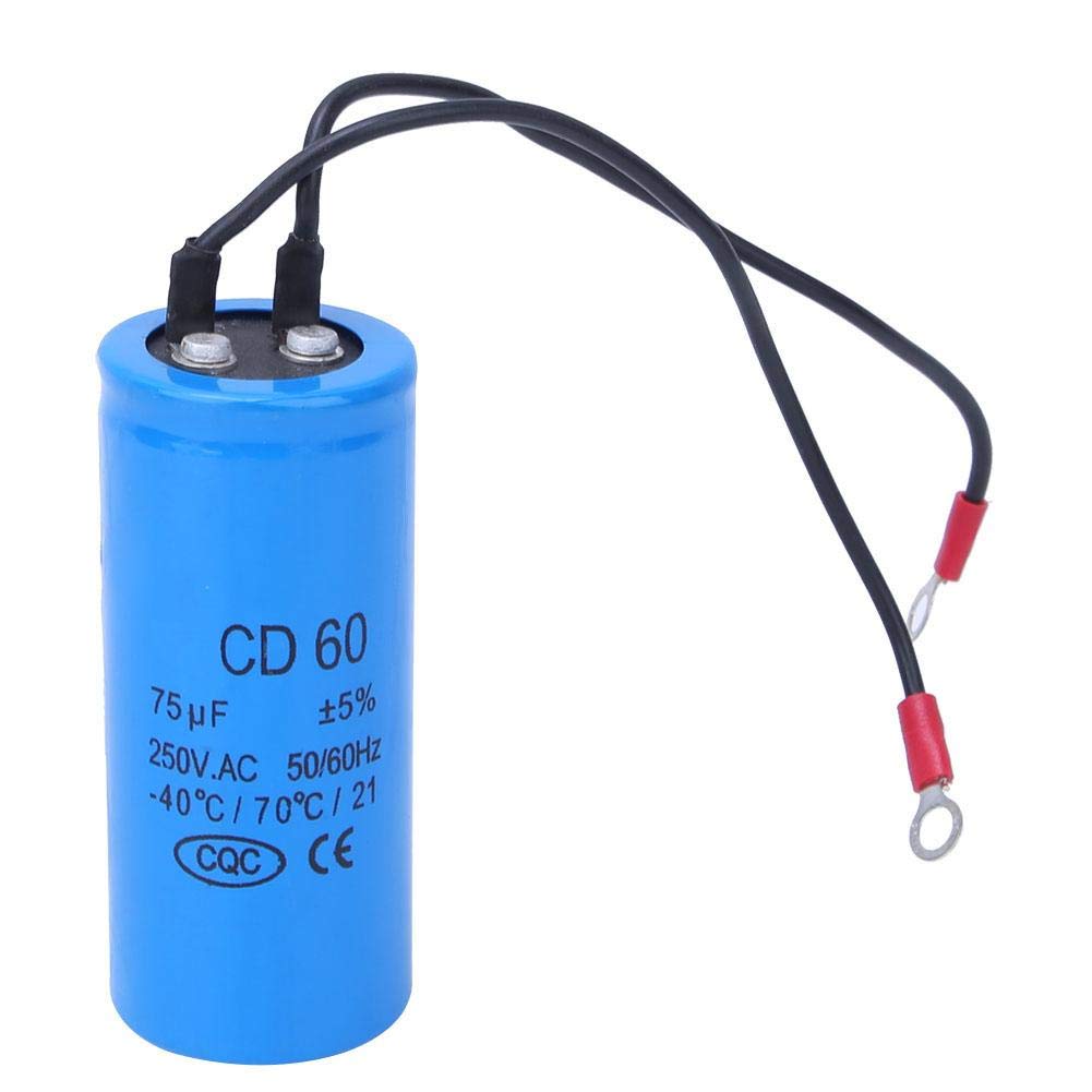 Motor Run Capacitor, CD60 Motor Start Capacitor, 75uf 250V 75MFD HVAC Capacitor for Refrigerator, Air Conditioner, AC Motor, Generator etc