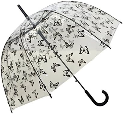SMATI Automatic Umbrella Clear Dome Birdcage Stick Umbrella for Women