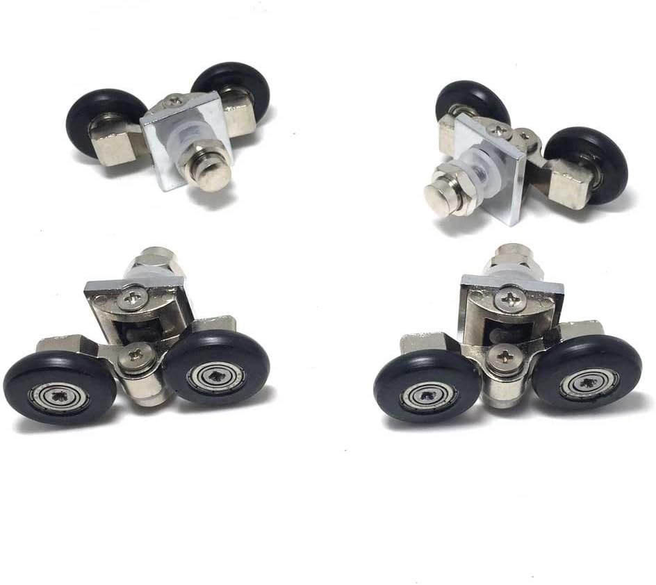 Linwnil 4x Double Shower Door Rollers 25mm Twin Wheel Zinc Alloy Height