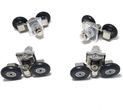 Linwnil 4x Double Shower Door Rollers 25mm Twin Wheel Zinc Alloy Height