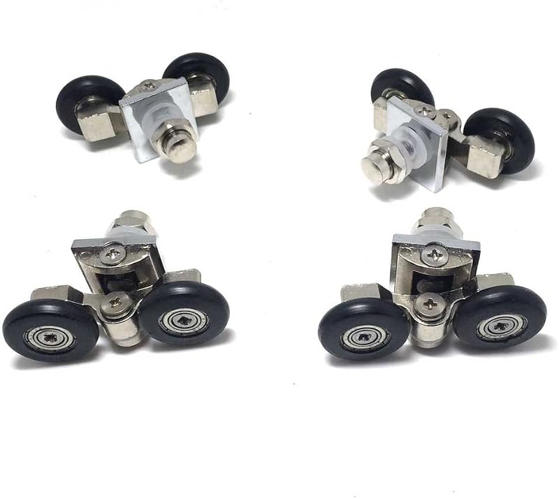 Linwnil 4x Double Shower Door Rollers 25mm Twin Wheel Zinc Alloy Height