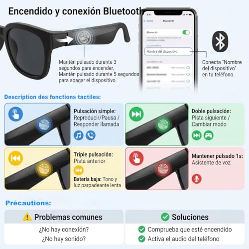 Genérico AI Smart Glasses, AI Smart Translation Glasses, Real Time Translation, Takes Care of Various Languages, Music and Hands-Free Calls, Use for Meetings and Travel