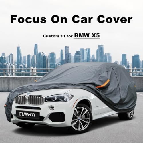 GUNHYI Funda Premium para Coche Ajuste Personalizado BMW X5 (2007-2025), 16 Capas Funda para Coche de Servicio Pesado Impermeable Todo Clima con Puerta con Cierre para Protección contra Sol Lluvia