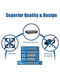 Yuanley 10 Puertos Fast Ethernet PoE+ Interruptor 8 Puertos POE'2 Puertos Uplink, 10 100Mbps Velocidad, Fuente de Alimentación Interno (120W) Compatible para 802.3af at