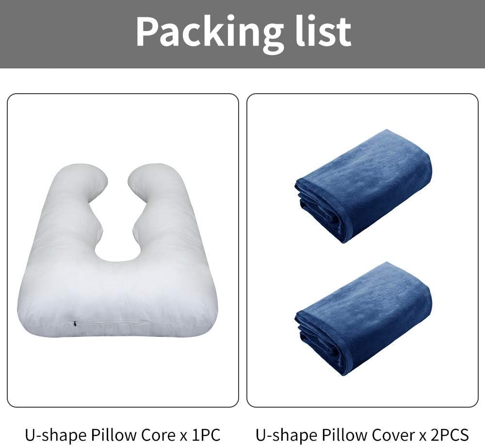 Wndy's Dream Pregnancy Pillow U-Shape, Full Body Pillow Maternity Pillow with 2 Removable Velvet Cover, 58inch, Support for Back, Hips, Legs, Belly(Blue+Grey): Kitchen & Dining